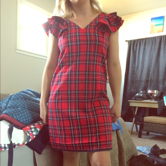 draper james red plaid dress